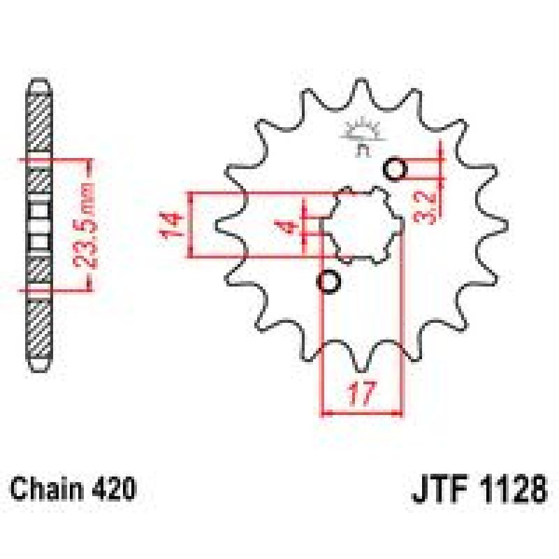 Купить Звездочка передняя JT Sprockets (шаг 420 ) JT JTF1128